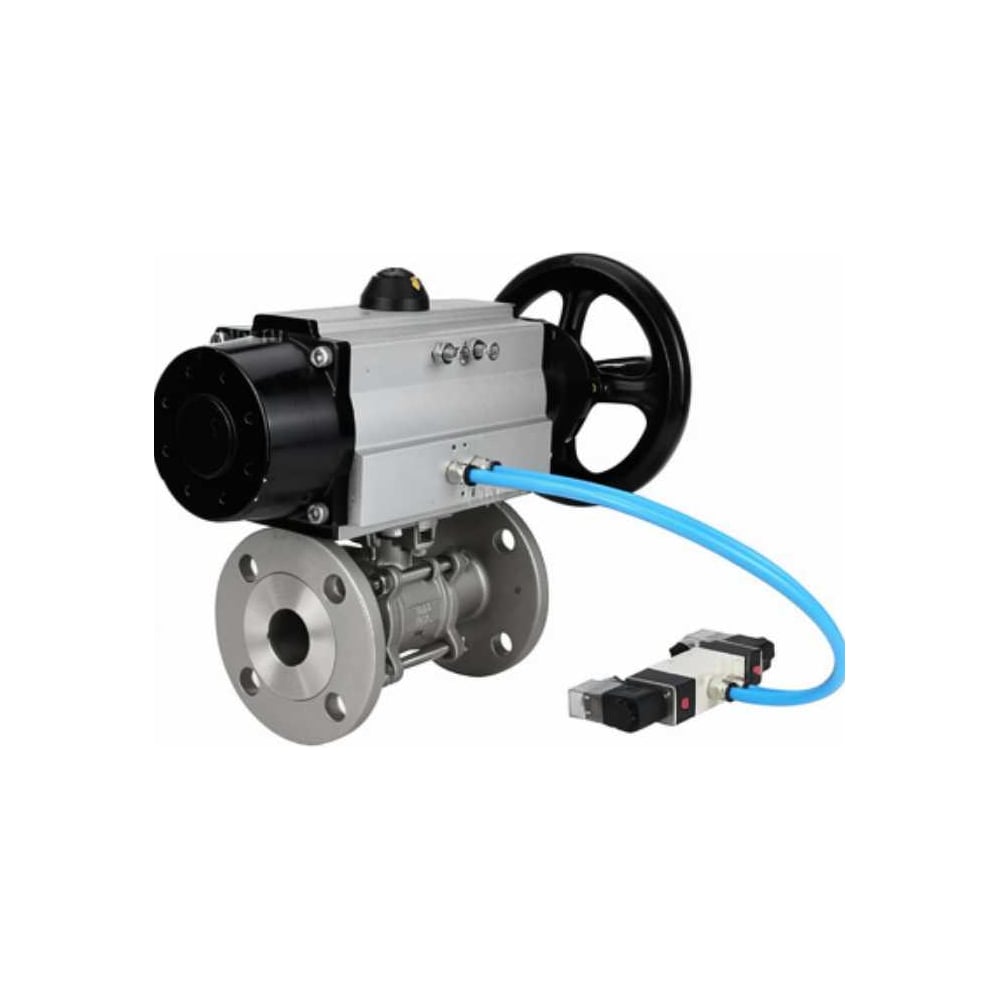 Изображение товара Кран шаровой DN. ru КШФПТ. 304. 180 Ду100 Ру16 - фланцевый, нержавеющая сталь, пневмопривод