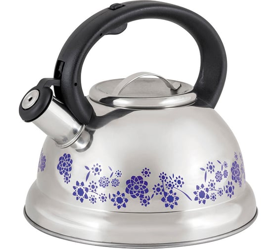 Изображение товара Чайник Mallony MAL-0417B из нержавеющей стали с рисунком, меняющим цвет 3.0 литра со свистком капсульное дно 002103