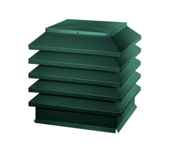Изображение товара Дымник ПРОФМЕТСТИЛЬ Модерн 520х520х450 RAL 6005 Арт. 1344