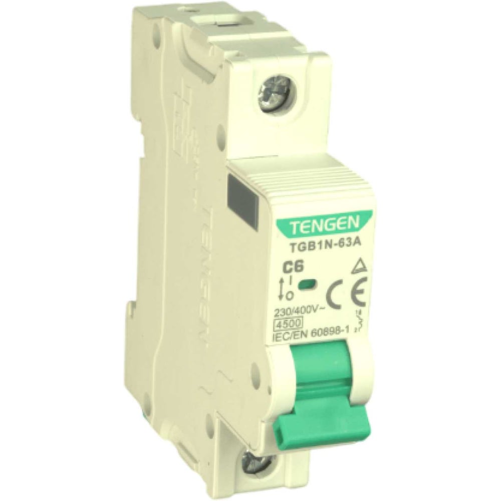 Изображение товара Автоматический выключатель миниатюрный TENGEN TGB1N-63A-1PC6 Модульный выключатель 1P 6A C 4,5kA 1х модуль УТ-00026928