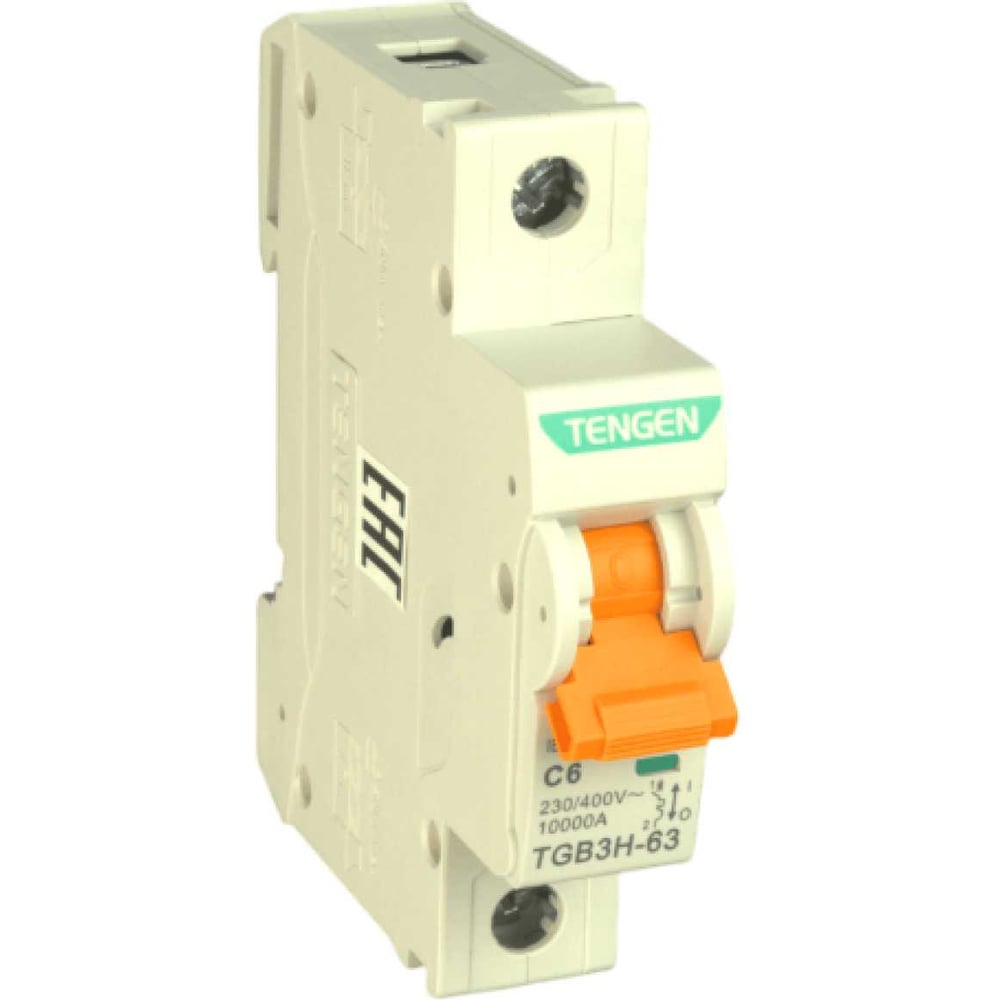 Изображение товара Автоматический выключатель миниатюрный TENGEN TGB3H-63-1PC6 Модульный выключательй 1P 6A C 10kA 1х модуль УТ-00027090