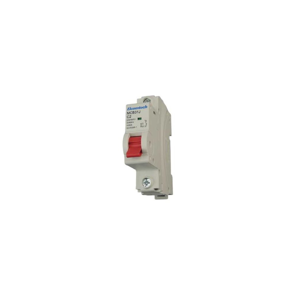 Изображение товара Автоматический выключатель ELCOMTECH MCB31J-4,5-1C2AC модульный выключатель миниатюрный 1P 2A C 4,5kA 1х модуль УТ-00039014