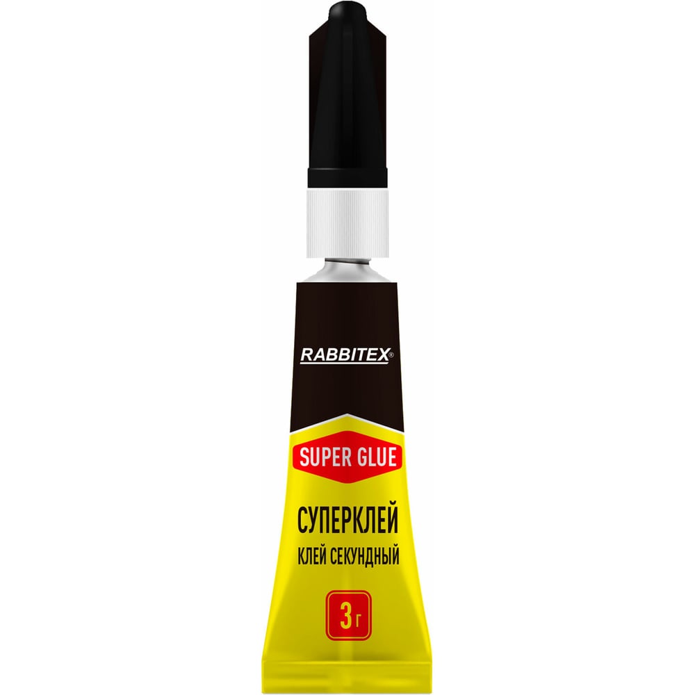 Изображение товара Клей УЛЬТРАПРОЧНЫЙ RABBITEX 3 г, прозрачный, быстрый схват