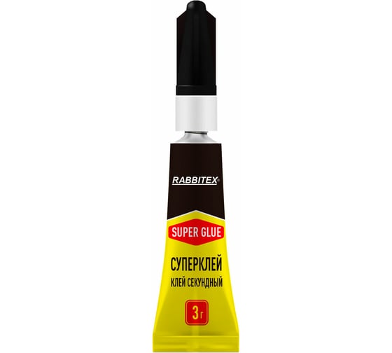 Изображение товара Клей секундный суперклей УЛЬТРАПРОЧНЫЙ RABBITEX, отрывная мультикарта, 3 грамма, 609810