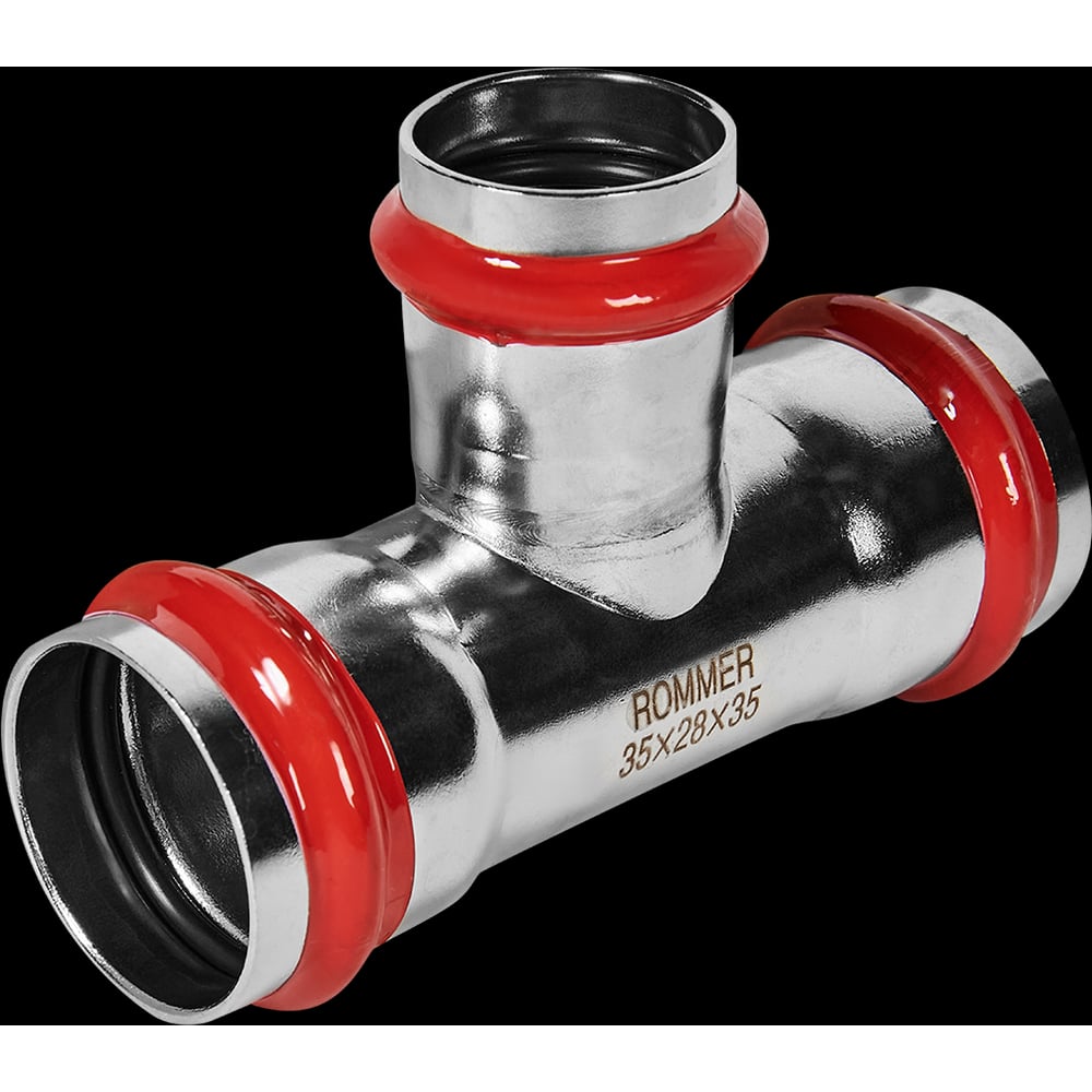 Изображение товара Тройник ROMMER RSS-1014-352835 из нержавеющей стали, 35-28-35 мм, прессовая