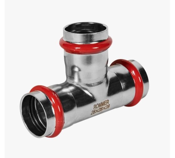 Изображение товара Тройник равнопроходной ROMMER ВПр, 28 мм из нержавеющей стали прессовой RSS-1013-000028 PEE9H4CCV7OR6Q