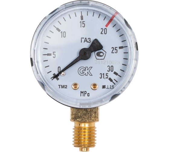 Изображение товара Манометр газовый KRASS 20/31,5 МПа, диам. 50 мм, радиальный, черный корпус 2190148PV