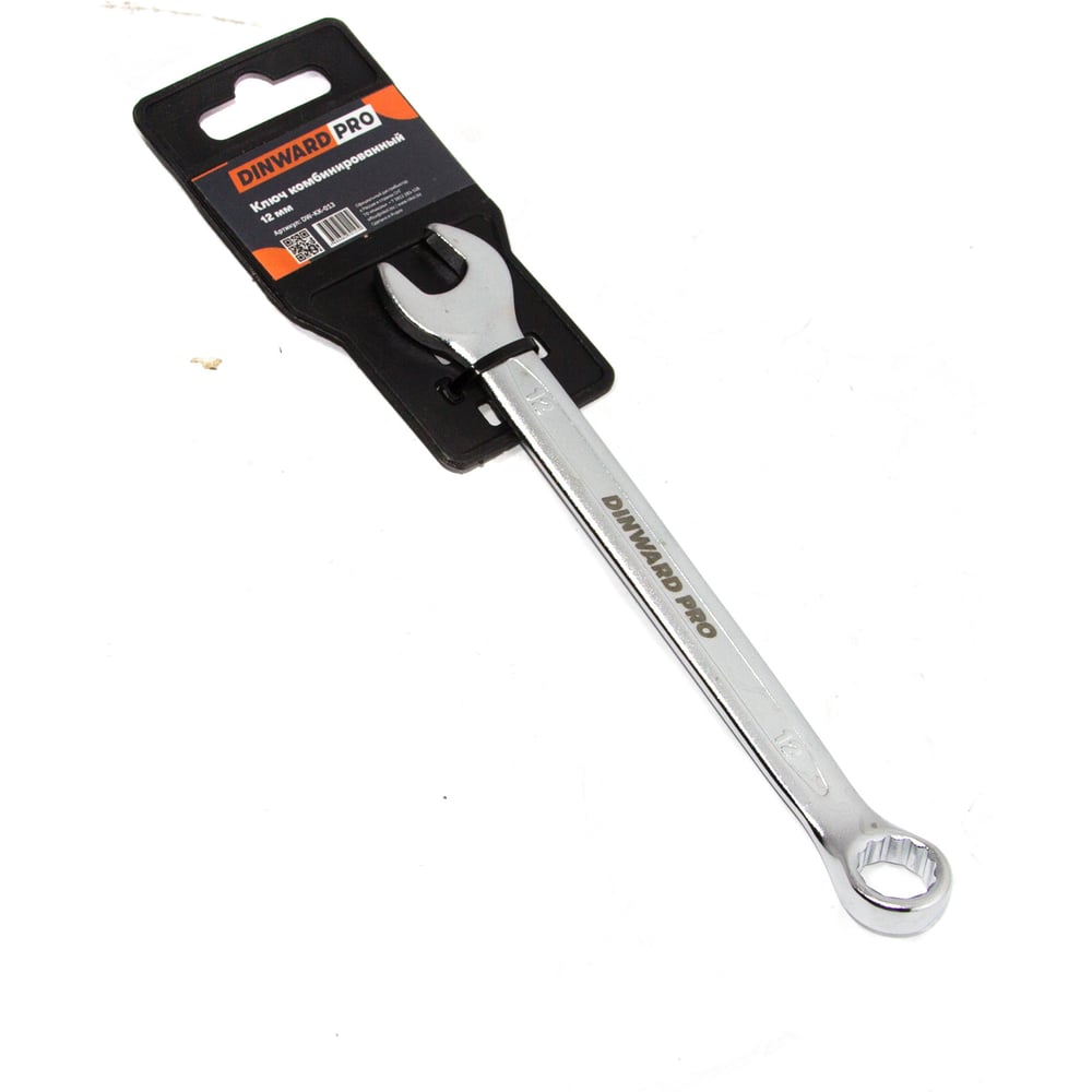 Изображение товара Ключ комбинированный DINWARD 12 мм, CrV, холодный штамп, пластиковый холдер 746059v