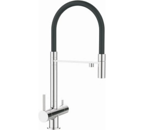 Изображение товара Смеситель для кухни OUTE из латуни, хром/черный T61203B