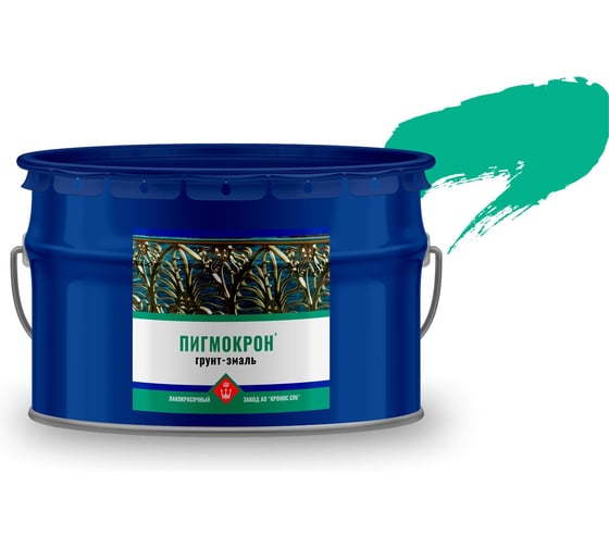 Изображение товара Грунт-эмаль зеленый можжевельник Пигмокрон Pantone 339C, ведро - 10кг 4605578003345