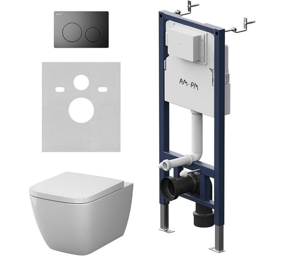 Изображение товара Инсталляция AM.PM PrimeFit с клавишей L черный матовый, с подвесным унитазом Gem Aquaspin IS90138.901901