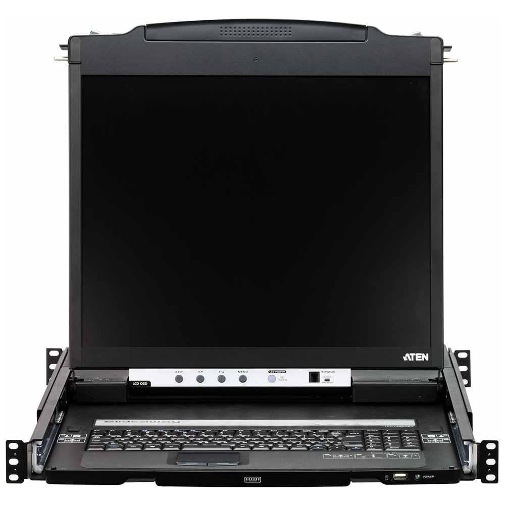 Изображение товара Консоль KVM ATEN 19, SVGA+KBD+MOUSE PS/2;USB, с KVM-шнуром USB+PS2 1.8м, LCD/ЖК экран 19, лат./рус.клавиатура CL5800N-ATA-RG