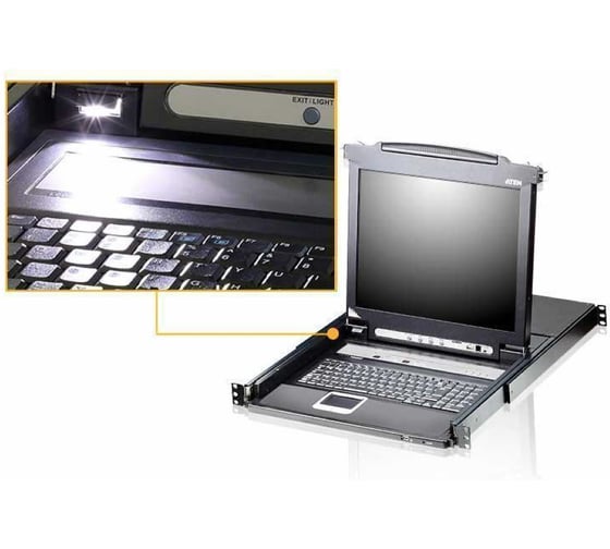 Изображение товара Консоль KVM ATEN 1U 8-портовый с OSD + клавиатура с тач-падом + 17 '' LCD монитор+4 PS/2, 1,8 м (CL5708M-AT-RG) CL5708M-ATA-RG