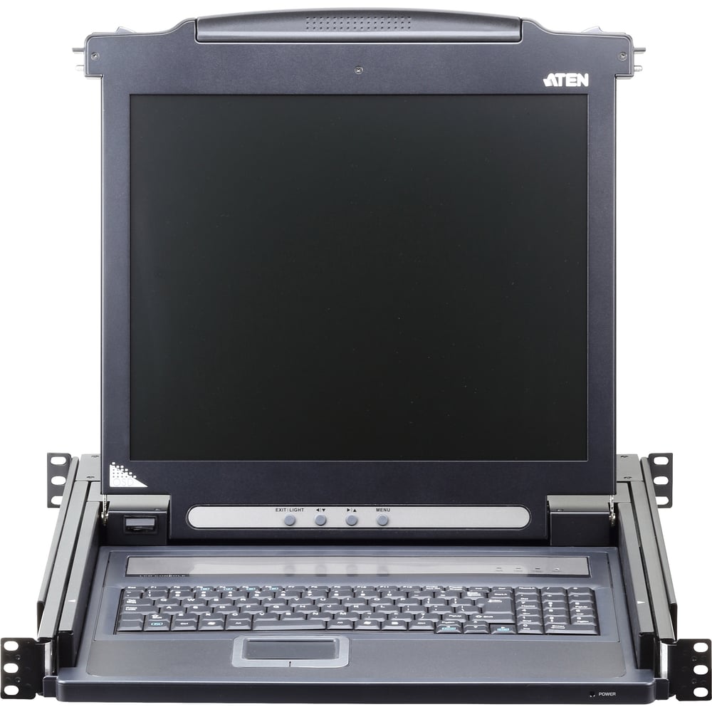 Изображение товара Консоль KVM ATEN 19, SVGA+KBD+MOUSE PS/2, с KVM-шнуром USB 1.8м., LCD экран 19, лат./рус. клавиатура CL1000N-ATA-RG