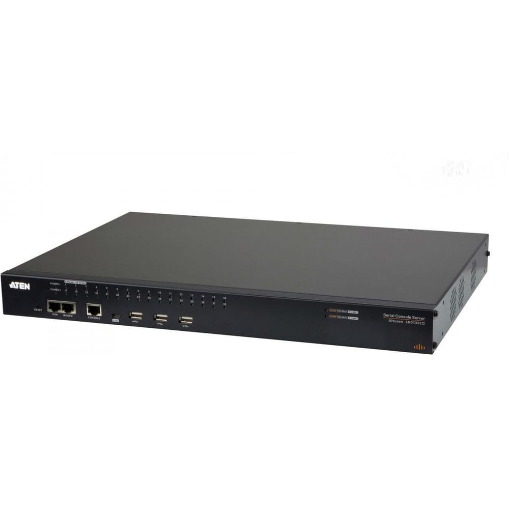 Изображение товара Консольный сервер ATEN RS232, 32 порта/port RJ45, TCP/IP, без шнуров и адаптеров, (2xБ.П. AC;автоопределение типа подкл. устройств DCE/ SN0132CO-AXA-G