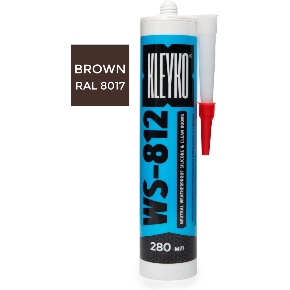 Изображение товара Атмосферостойкий силиконовый нейтральный герметик KLEYKO коричневый, RAL 8017, WS-812 280 мл WS-812-BR