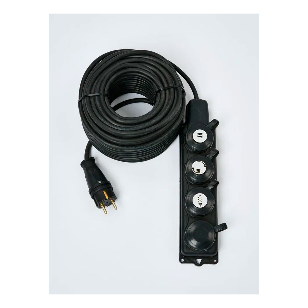 Изображение товара Удлинитель силовой ТОРЭЛЕКТРО ВОЛЬТПРОМ КГ 2х2,5 на колодке 4 гнезда 7м IP44