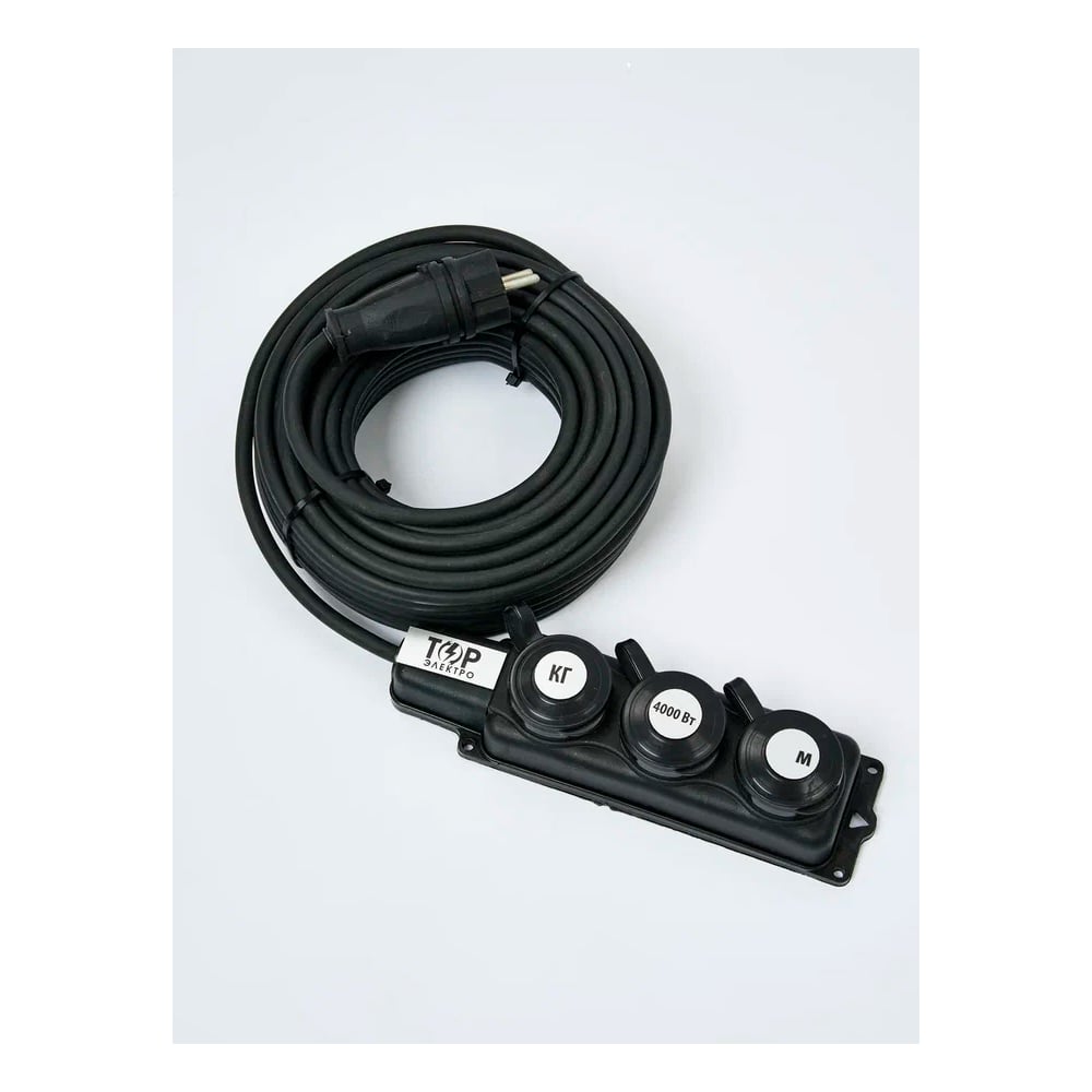 Изображение товара Удлинитель силовой ТОРЭЛЕКТРО серии ВОЛЬТПРОМ КГ 3х1,5 на колодке 3 гнезда 7м с заземлением IP44 ВП986