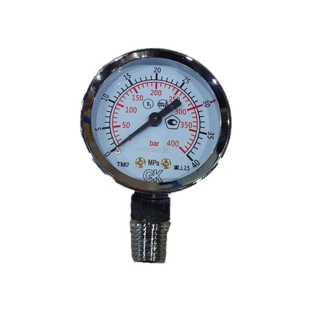 Изображение товара Манометр кислородный KRASS 30/40 МПа, диам. 50 мм, радиальный, никелированный корпус 2190141PV