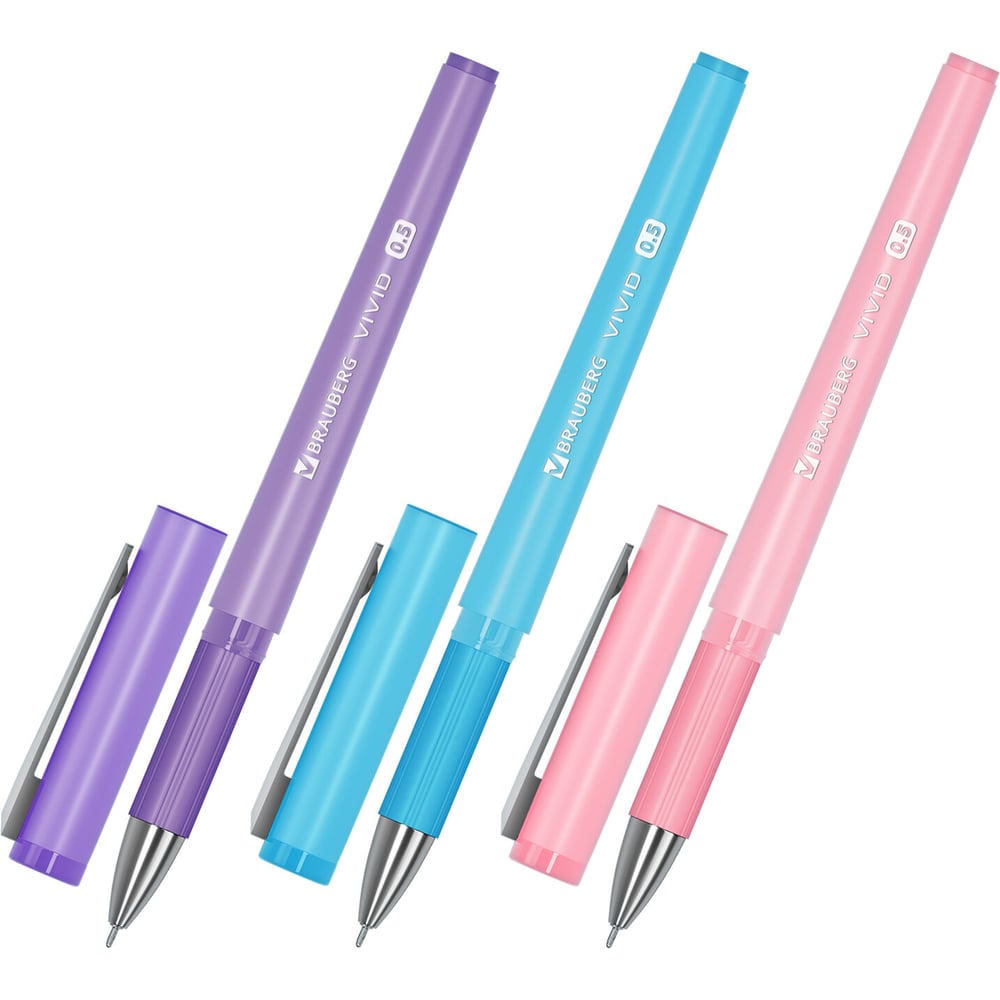 Изображение товара Ручка гелевая BRAUBERG с грипом VIVID PASTEL,СИНЯЯ, КОМПЛЕКТ 24 шт., корпус ассорти, узел 0,5мм, линия 0,35мм, 144539