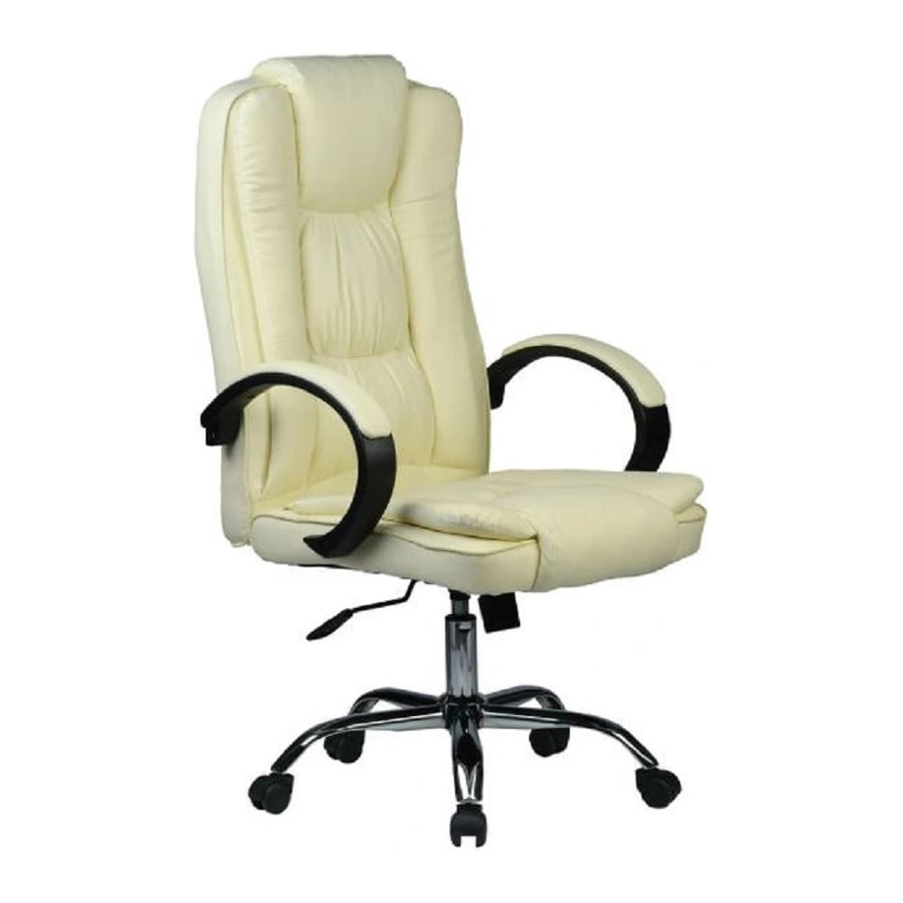 Изображение товара Офисное поворотное кресло KSG Kingstyle ATL-5-2 Fortline Chrome (экокожа, кремовый) KS-001199
