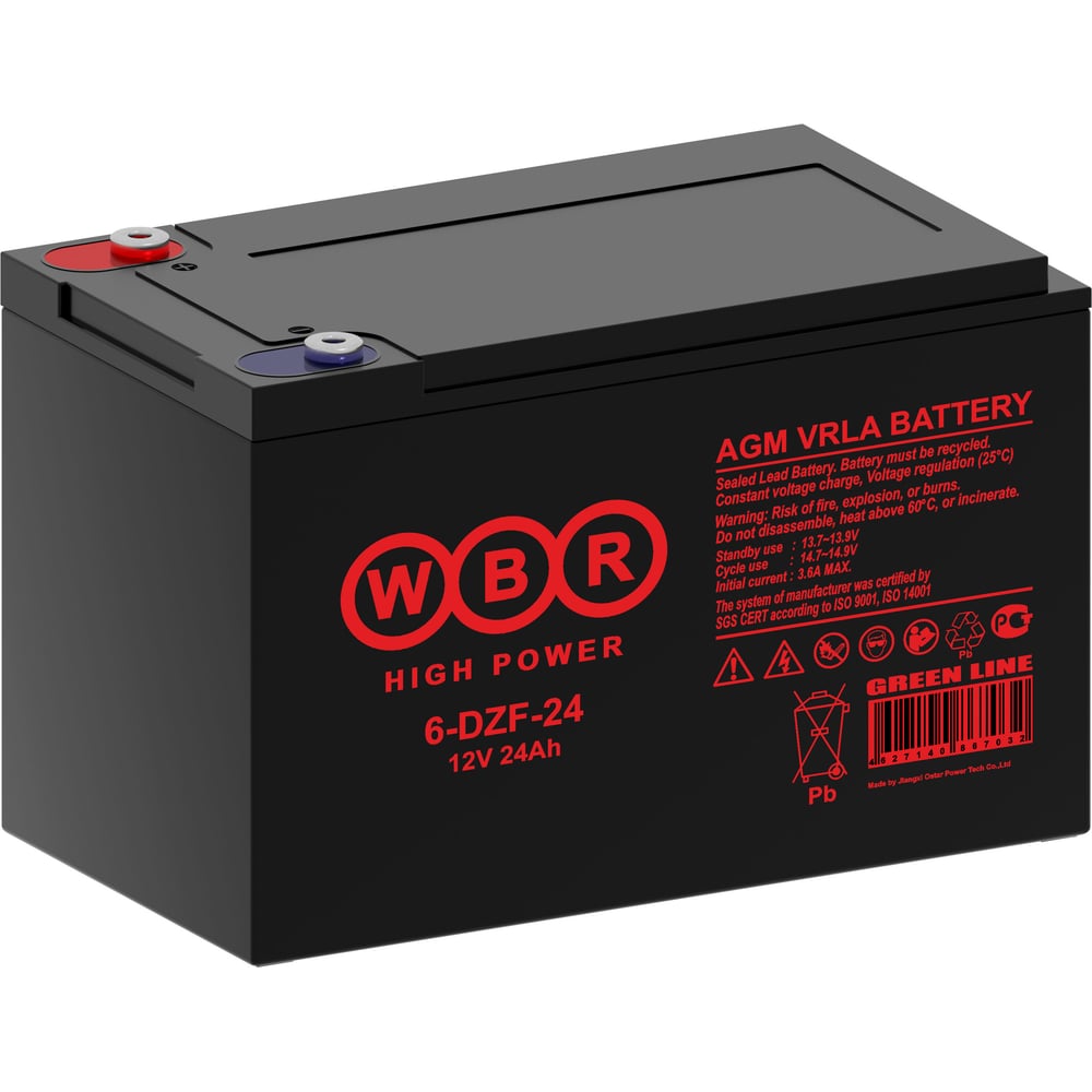 Изображение товара Аккумулятор WBR 6-DZF-24 24 Ач 12В AGM