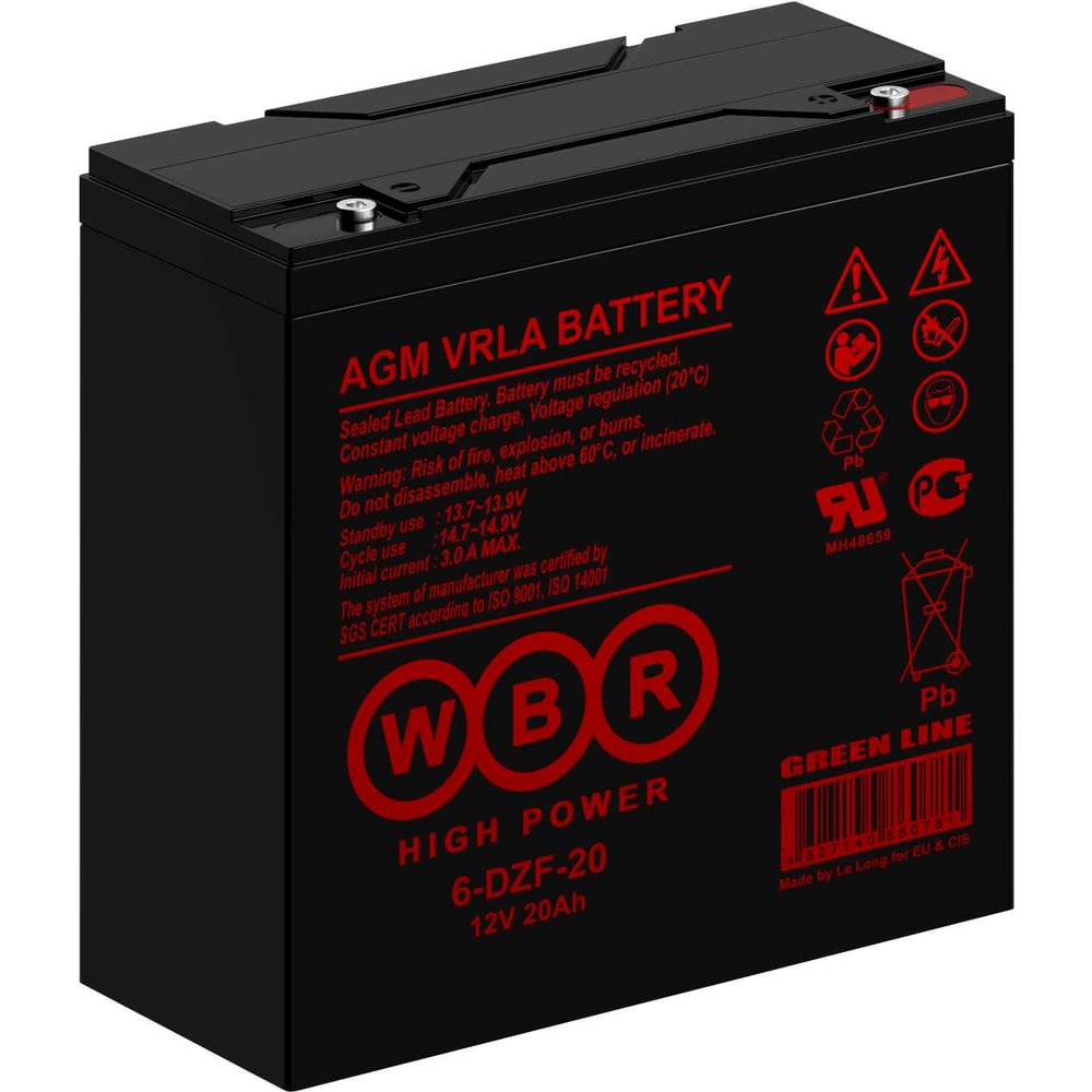 Изображение товара Аккумулятор WBR 6-DZF-20 AGM 12В 20Ач