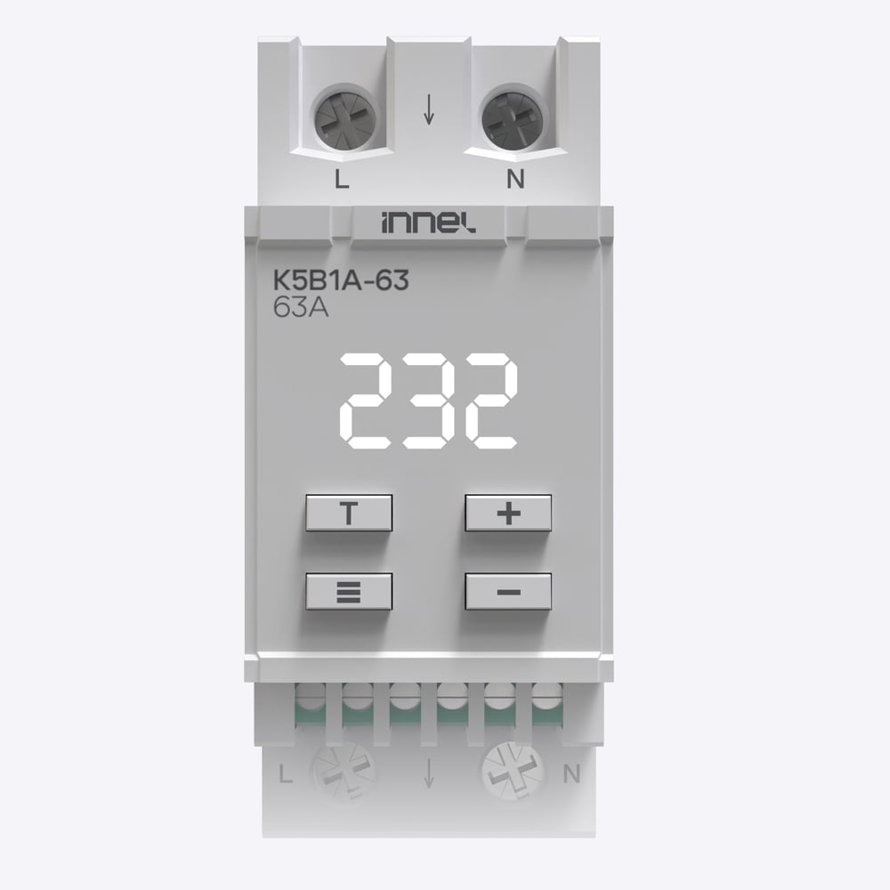 Изображение товара Реле контроля напряжения Innell K5B1A-63 для DIN-рейки 1Ф, 63 А, IP20, дисплей