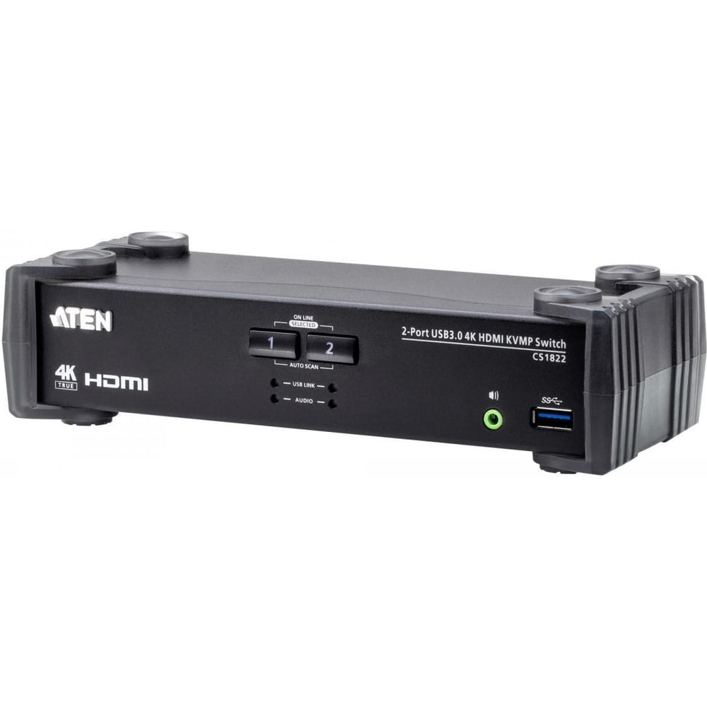 Изображение товара Переключатель ATEN KVM Switch, KVM+Audio+USB 3.1 Gen1, 1 2 блока/порта/port USB, компл.шнур.:HDMI;USB;AUDIO 2х1.2м., (макс.разр.4096x2160 CS1822-AT-G