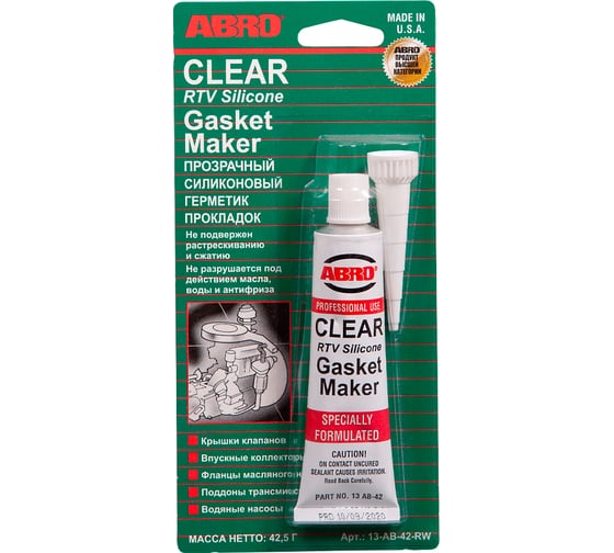 Изображение товара Герметик прокладок ABRO до 260 градусов, прозрачный, 42,5г 13-AB-42-R