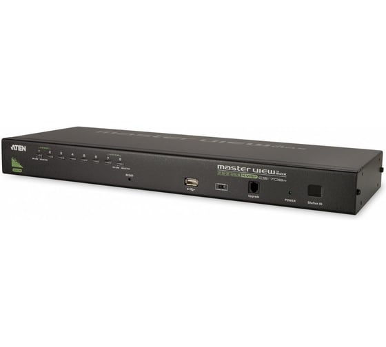 Изображение товара Переключатель ATEN KVM Switch 19, VGA/SVGA+KBD+MOUSE, 1 8 блоков/портов/port PS2/USB, с KVM-шнурами USB 1.8м.+PS/2 1.8м., (DDC2B;каскад CS1708A-AT-G