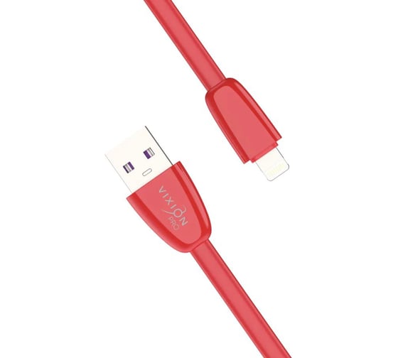 Изображение товара Кабель силиконовый ОФИСМАГ USB-Lightning 8pin, 1м, vixion PRO VX-12i, для зарядки и передаче данных, красный 02977 514414