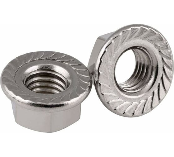 Изображение товара Гайка с насечкой, препятствующей откручиванию Промрукав оцинкованная, М8, DIN 6923, 100 шт. PR08.2367