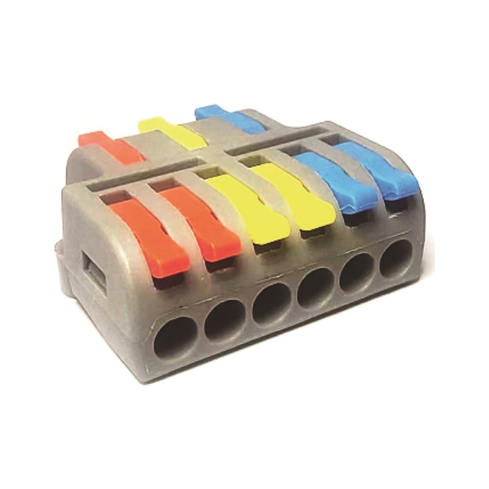 Изображение товара Клеммник Fibox 3 в 6 к. крас.желт.син.клав. зажимной электромонт.проход. 4.0кв.мм DF-63 Т03753820