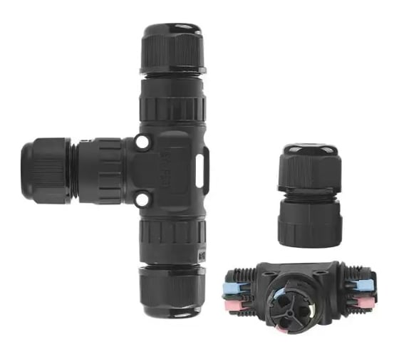 Изображение товара Муфта Fibox 3 конт. IP68, д3-х каб. сеч.пр. 2.5 кв.мм, 5 - 9 мм, пруж. заж. черн. PA EW-P20T-3P Т03753810