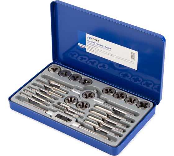 Изображение товара Набор метчиков и плашек Debever Machining Solutions М5 - М12, 24 предмета, метрическая резьба DB-S-TDM5024