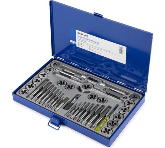 Изображение товара Набор метчиков и плашек Debever Machining Solutions М3-12, 40 предметов, метрическая резьба DB-S-TDM5040