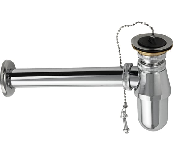 Изображение товара Сифон для раковины Санакс, с пробкой, выход 32 мм, из нержавеющей стали, цвет ХРОМ 8723