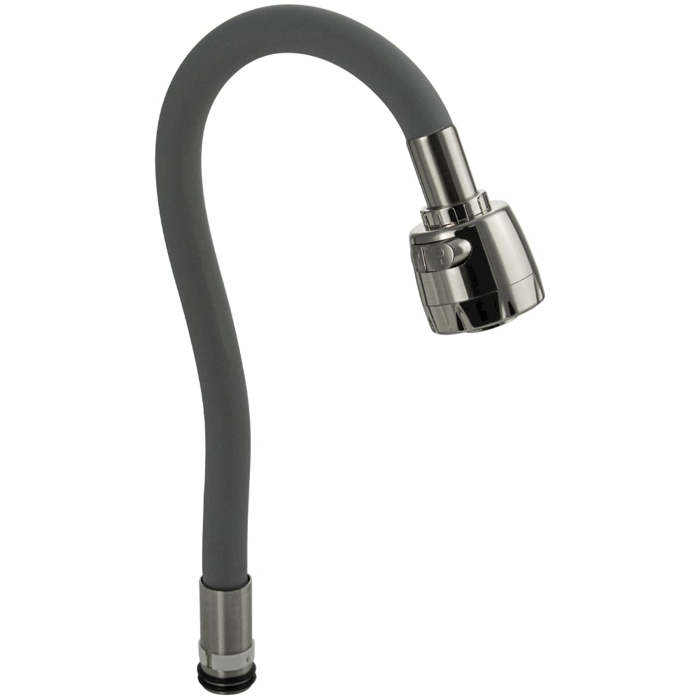 Изображение товара Излив к смесителю на кухню Санакс гибкий с большим двухрежимным аэратором, из нержавеющей стали, в силиконовой оболочке, БЕЗ ГАЙКИ, цвет серый 10719