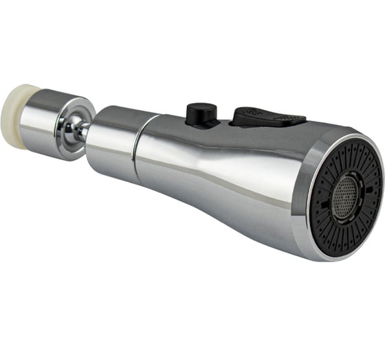Изображение товара Аэратор Санакс - из высокопрочного АБС пластика, конус, двухрежимный, с шарниром, цвет ХРОМ 110-S