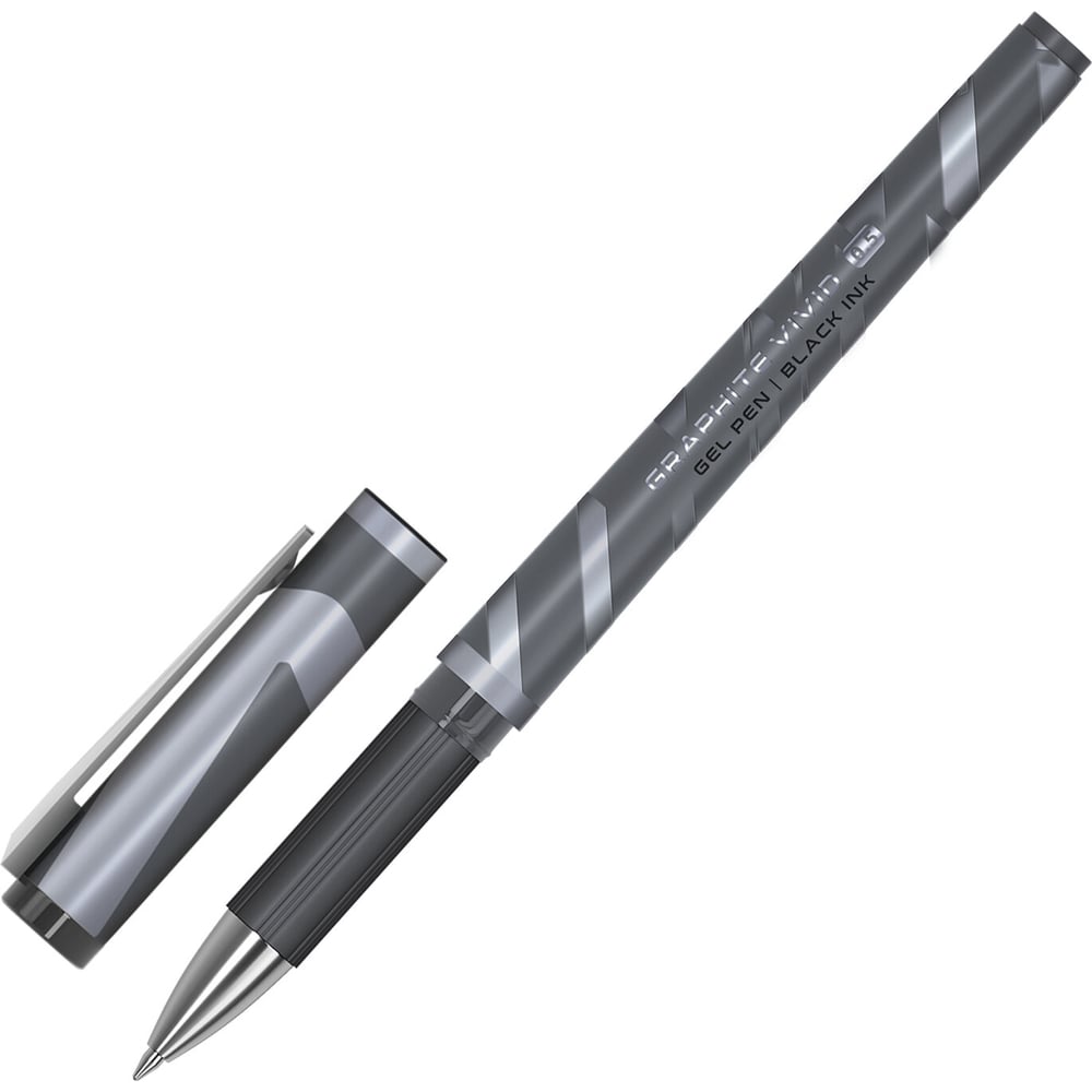 Изображение товара Ручка гелевая с грипом BRAUBERG GRAPHITE VIVID, КОМПЛЕКТ 12 шт., ЧЕРНАЯ, узел 0,5мм, линия 0,35мм, 144542