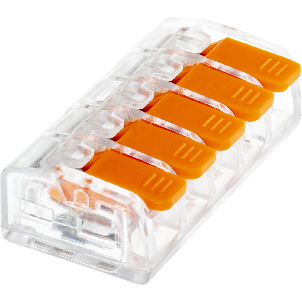 Изображение товара Соединительные монтажные клеммы duwi с рычажком прозрачные СМК 222-415, 2,5мм2, 5 шт.