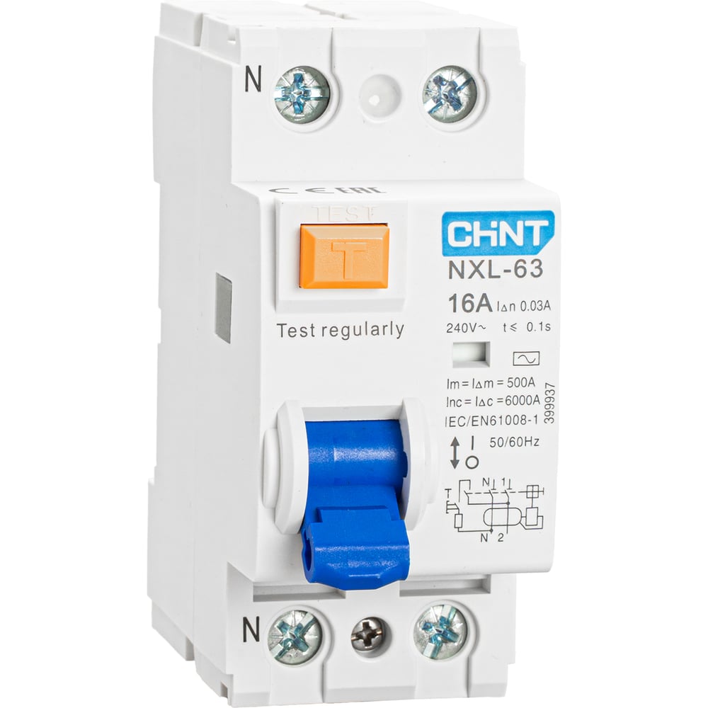 Изображение товара Выключатель УЗО CHINT NXL-63 2P 16A 30мА тип AC AX (R) Изображение товара Выключатель УЗО CHINT NXL-63 2P 16A 30мА тип AC AX (R)