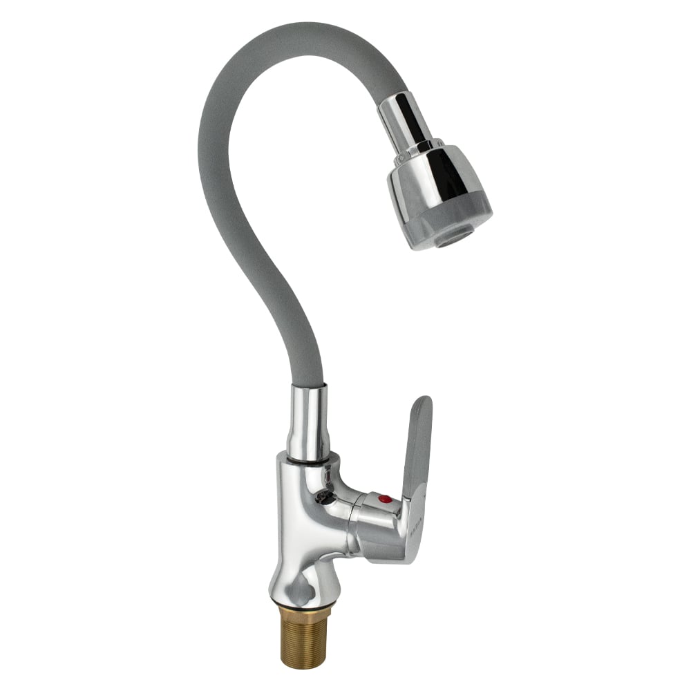 Изображение товара Смеситель для кухни FABIA с гибким изливом, шаровый, серый излив с большим двухрежимным аэратором, корпус хром 4107