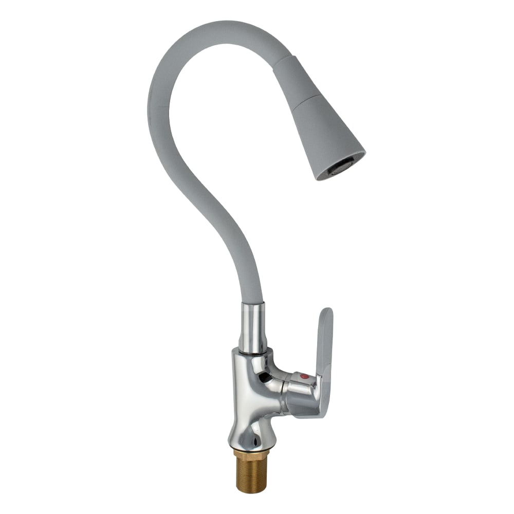 Изображение товара Смеситель для кухни FABIA с гибким изливом, шаровый, серый излив с конусным двухрежимным аэратором, корпус хром 4108