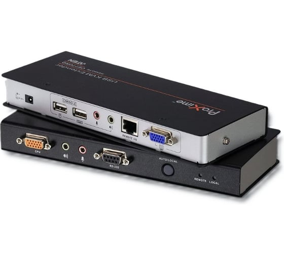 Изображение товара Удлинитель ATEN VGA/SVGA+Kbd/Mouse USB+Audio+RS232, 300 метр., SPHD15+HD-DB15+2xUSB A-тип+2xMini Jack+DB9, Female, без шнуров, БП 220 5.3V CE770-AT-G