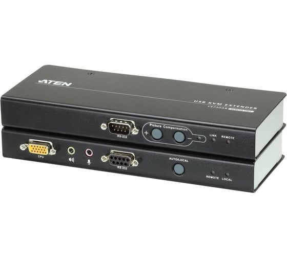 Изображение товара Удлинитель ATEN SVGA+Kbd/Mouse USB+Audio+RS232, 150 м, SPHD15+HD-DB15+2xUSB A-тип+2xMini Jack+DB9, Female, без шнуров, БП 220 5.3V CE750A-AT-G