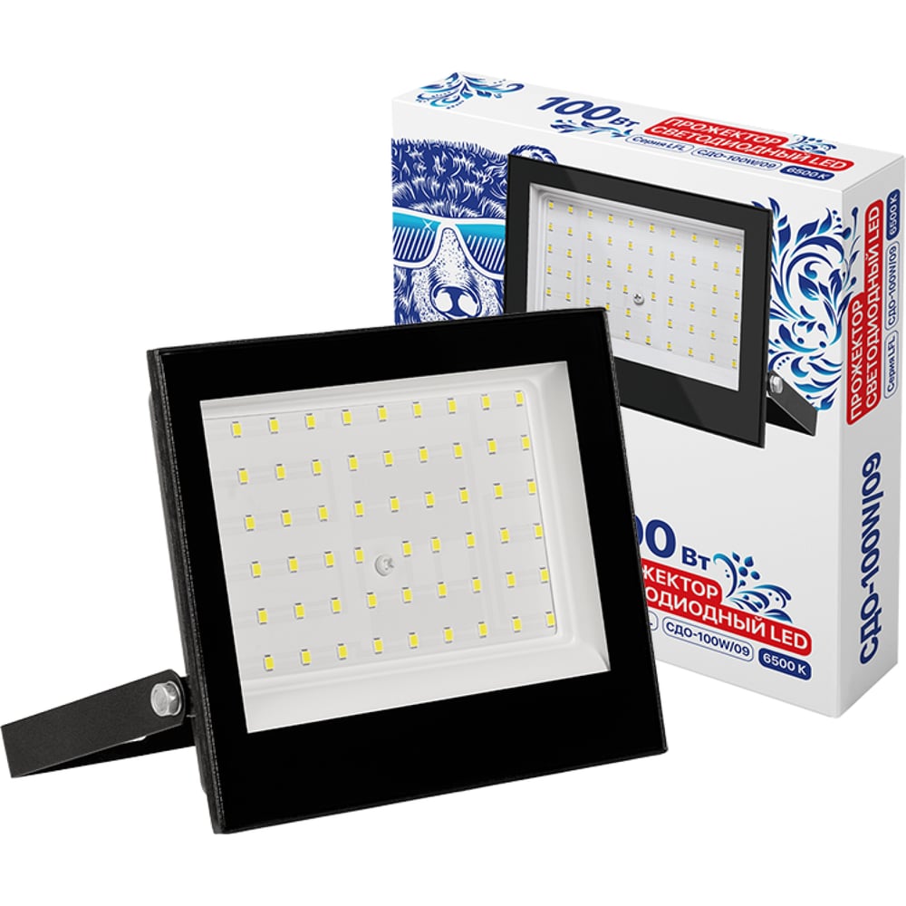Изображение товара Прожектор уличный LUMIN'ARTE LED 100 Ватт защита от дождя и мороза яркий белый свет (6500K) серии SDO-100W/09