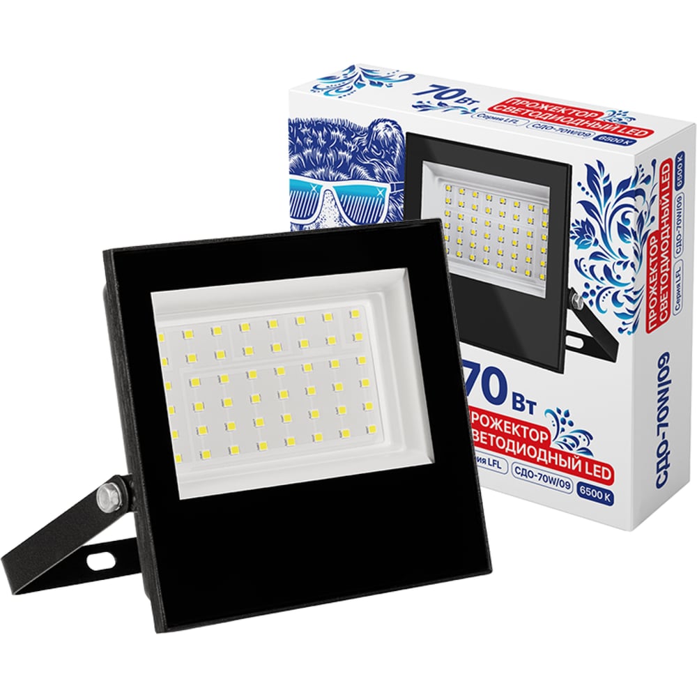Изображение товара Прожектор уличный LUMIN'ARTE LED 70 Ватт защита от дождя и мороза (IP65) яркий белый свет (6500K) серии SDO-70W SDO-70W/09