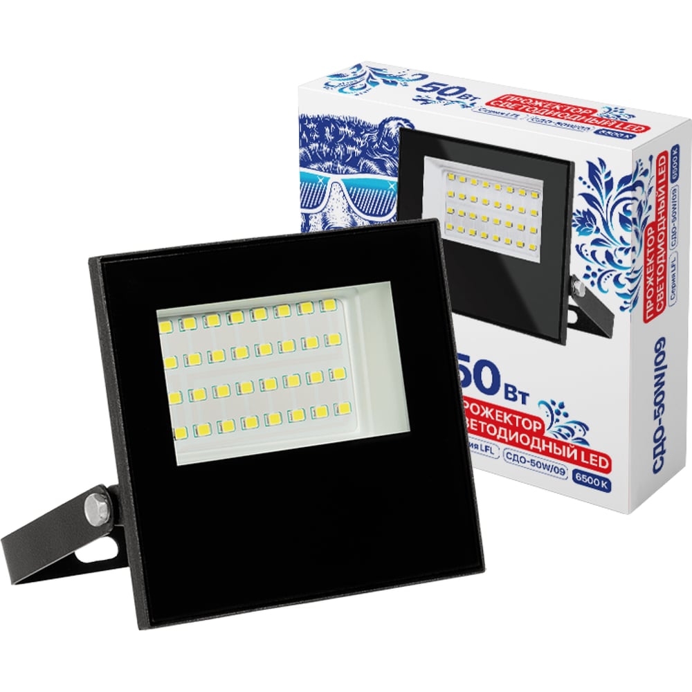 Изображение товара Прожектор уличный LUMIN'ARTE LED 50 Ватт защита от дождя и мороза (IP65) яркий белый свет (6500K) серии SDO-50W SDO-50W/09